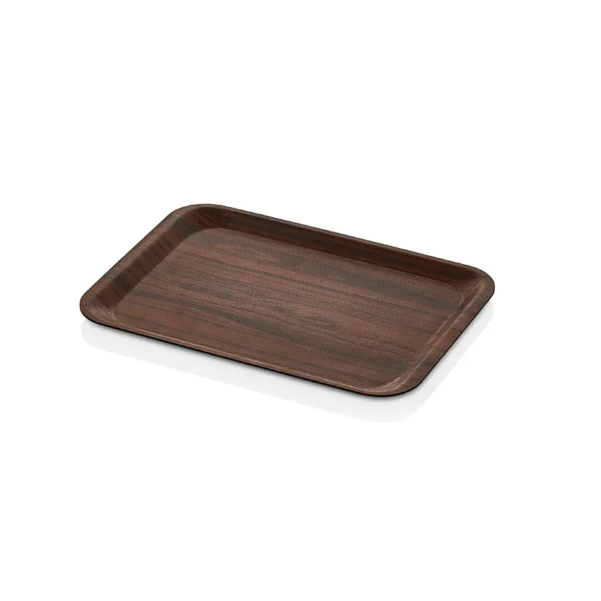 Arcoform 2434.KCE ceviz lamineli kaydırmaz küçük dikdörtgen servis tepsisi (24x34 cm).