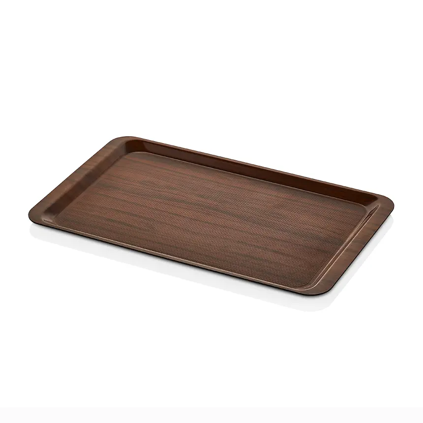 Arcoform 3253.KCE ceviz lamineli kaydırmaz GN 1/1 uyumlu dikdörtgen servis tepsisi (32x53 cm).