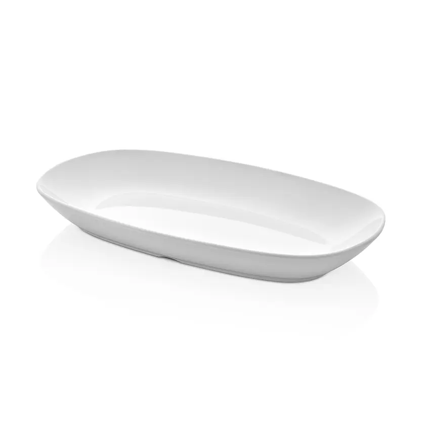 Külsan 3429.PW International porselen beyazı kırılmaz melamin büyük oval servis tabağı (29x17 cm).