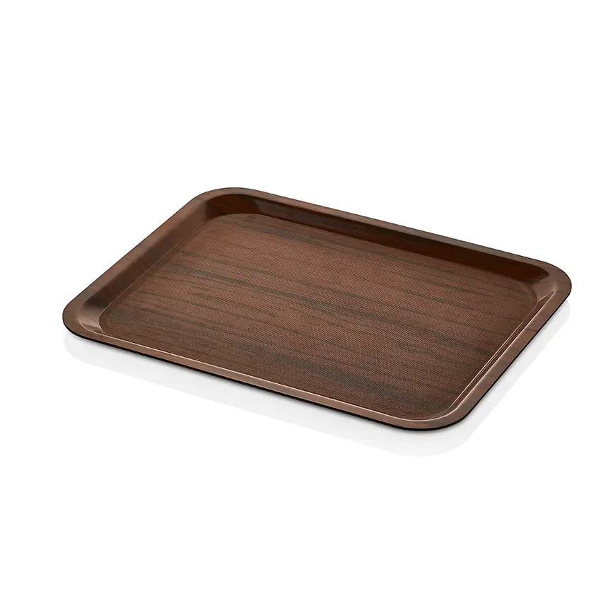 Arcoform 3646.KCE ceviz lamineli kaydırmaz orta boy dikdörtgen servis tepsisi (36x46 cm).
