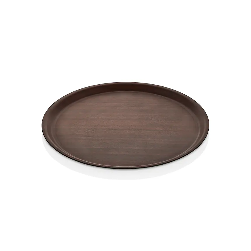 Arcoform 38.MA maun lamineli orta-büyük boy yuvarlak servis tepsisi (38 cm çap).