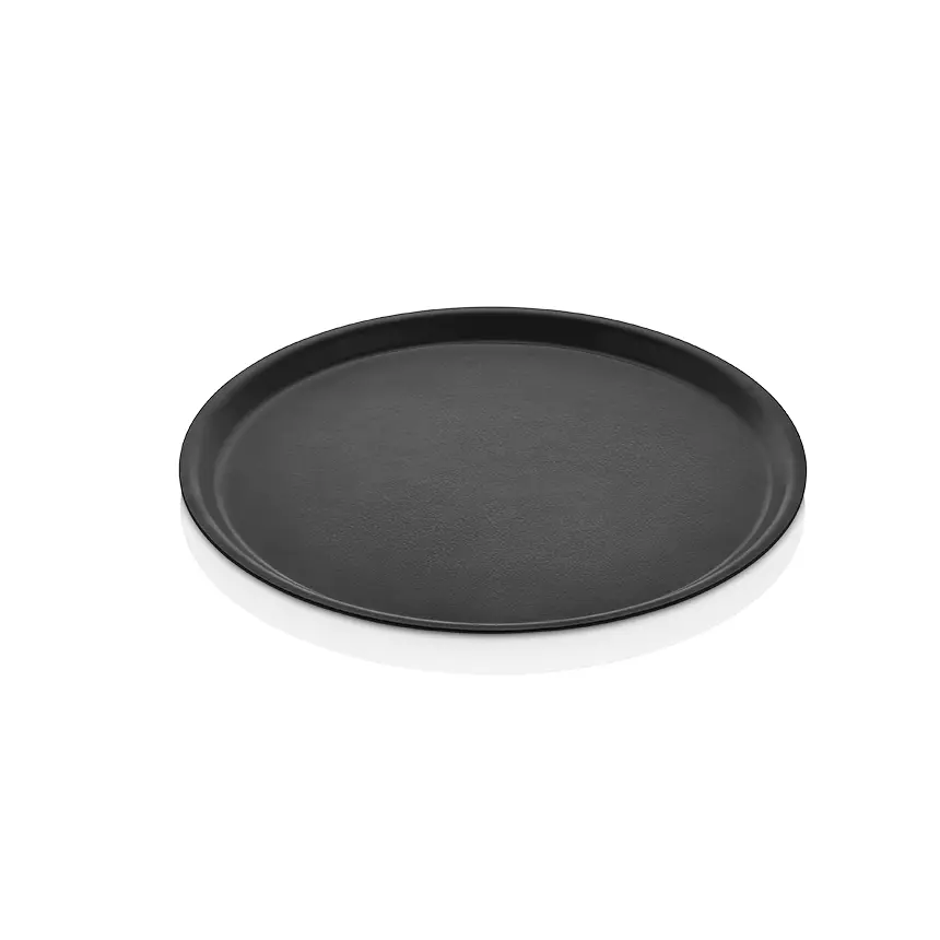 Arcoform 38.S siyah lamineli orta-büyük boy yuvarlak servis tepsisi (38 cm çap).