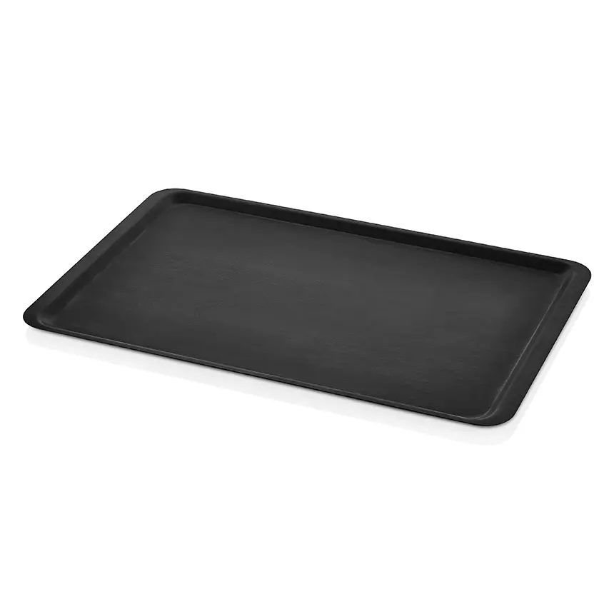 Arcoform 4875.S siyah lamineli ekstra büyük dikdörtgen servis tepsisi (48x75 cm).