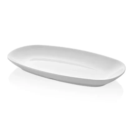Külsan D3434.PW Diamond porselen beyazı ekonomik kırılmaz XL oval servis tabağı (34x20 cm).