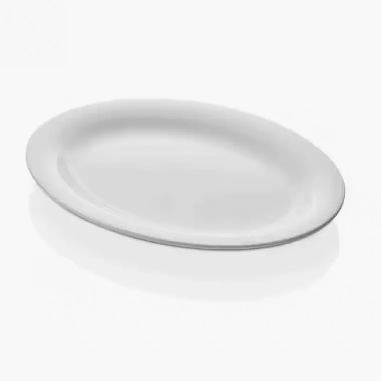 Külsan 2434.PW Soft porselen beyazı kırılmaz melamin ekstra büyük oval servis tabağı (34x25 cm).