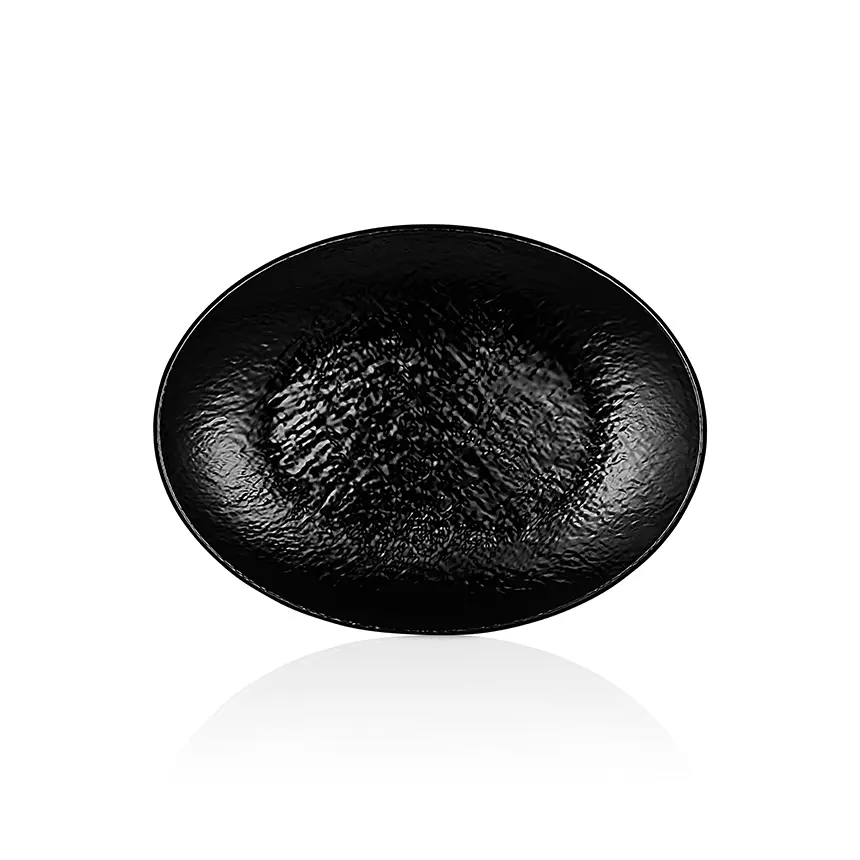 Külsan 11839.BL Tilda siyah parlak kırılmaz melamin büyük oval tabak (39x29 cm).