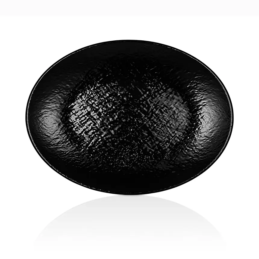 Külsan 11849.BL Tilda siyah parlak kırılmaz melamin ekstra büyük oval tabak (49x36.5 cm).