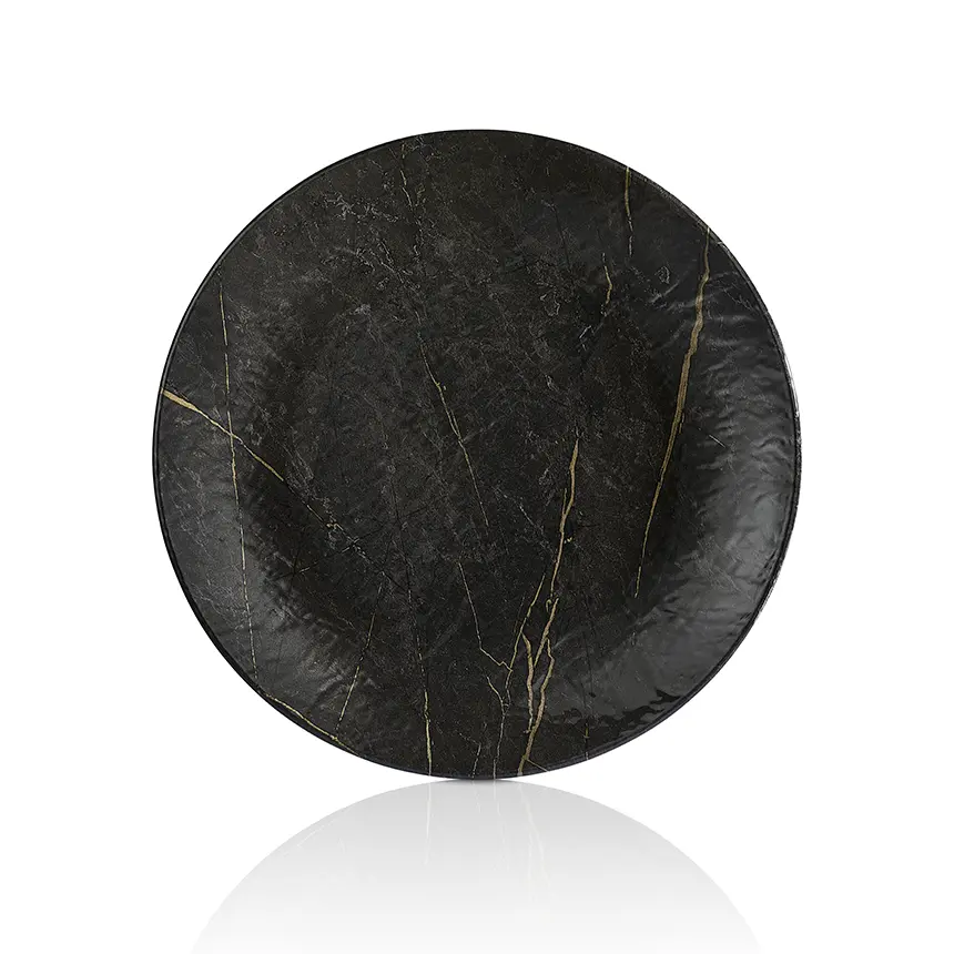 "Kulsan Tilda Portoro Siyah Melamin Servis Tabağı Ø 40 cm - 11940.BL.PTR"