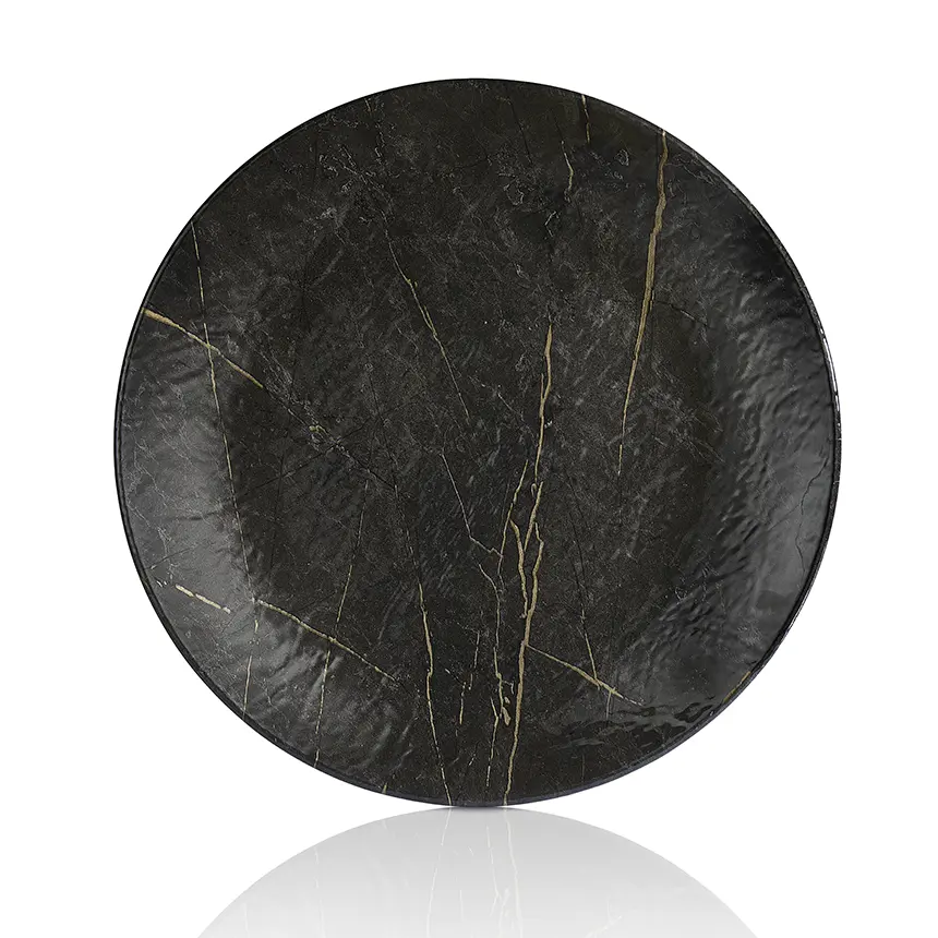 "Kulsan Tilda Portoro Siyah Melamin Büyük Servis Tabağı Ø 45 cm - 11945.BL.PTR"
