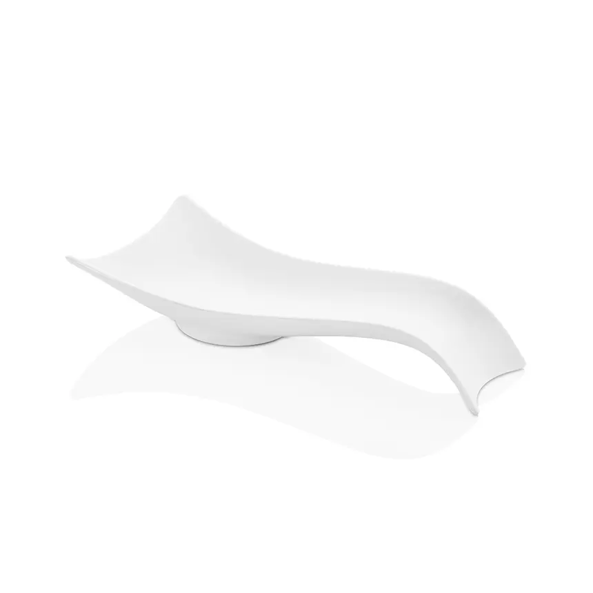 Krem beyazı parlak melamin kaşıklık Külsan 1526.CW Drinkware serisi, dalgalı modern tasarım.