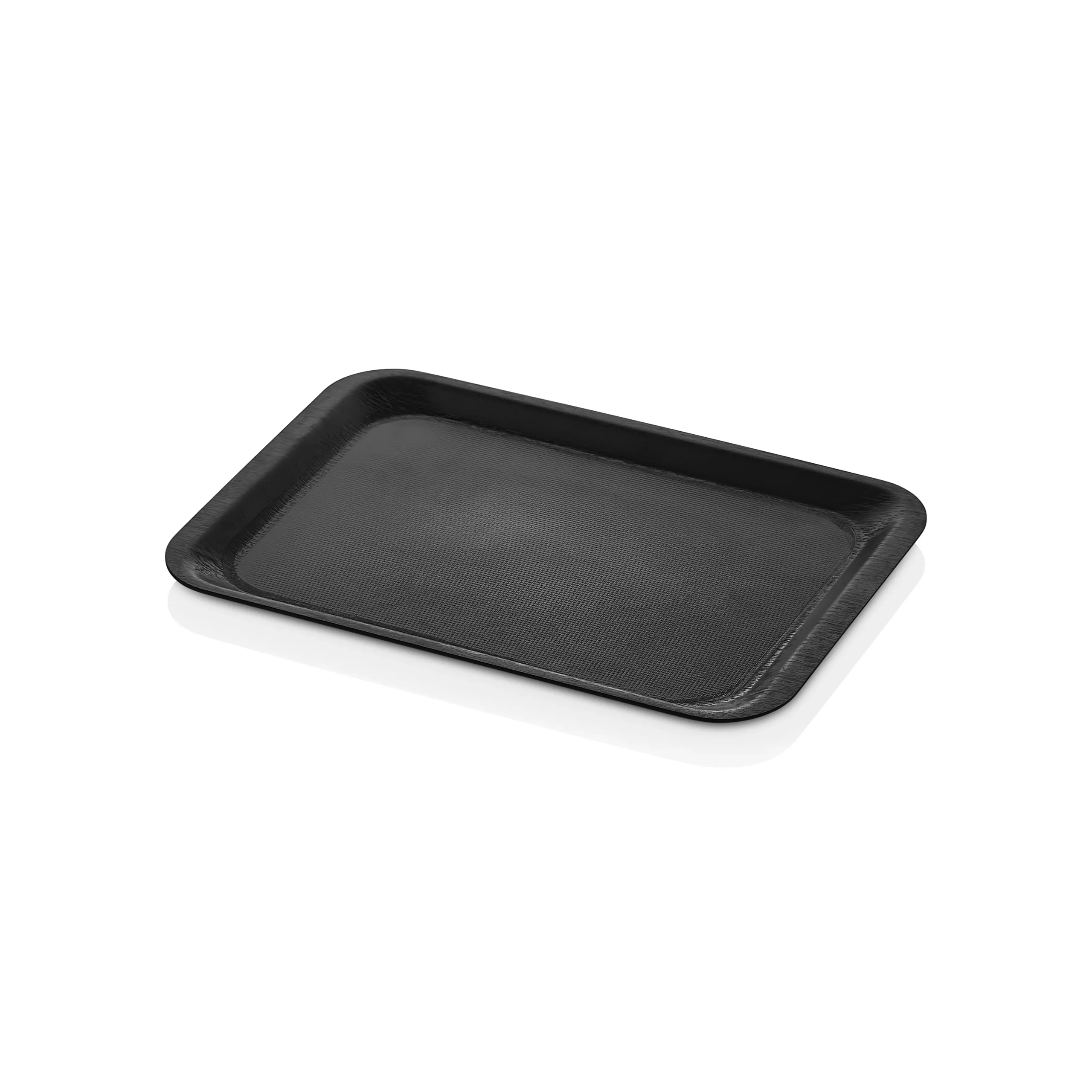 Arcoform 2434.KS siyah lamineli kaydırmaz küçük dikdörtgen servis tepsisi (24x34 cm).