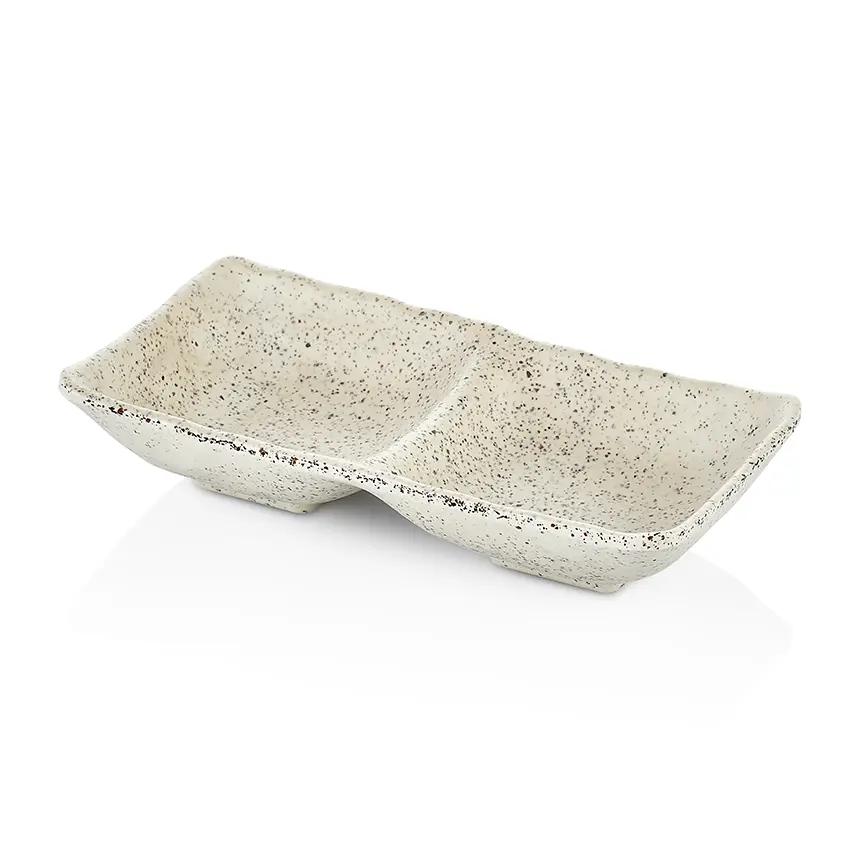 Kulsan 25217.WG Terra İkili Ramekin Beyaz Granit Melamin, 2x68ml Kırılmaz Otel Sosluk, Gıda Uyumlu Restoran Sunum Kabı