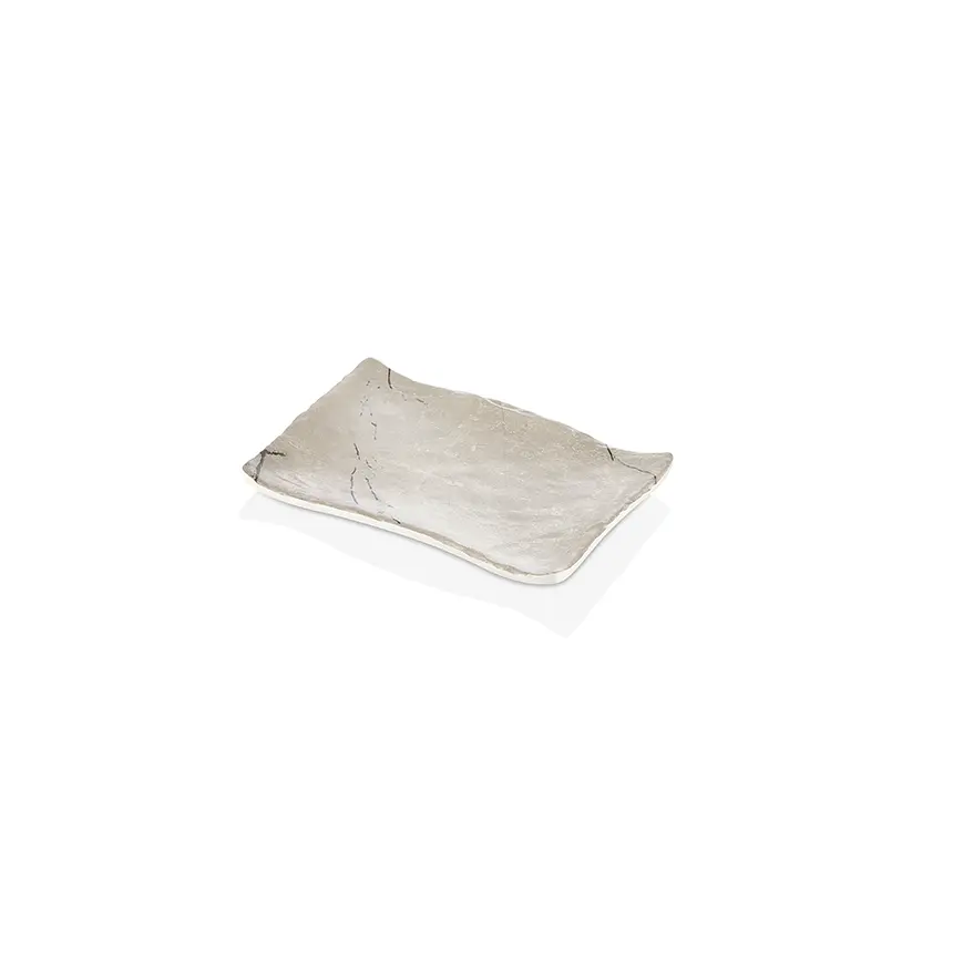 "Kulsan 30019.CAP Terra Cappuccino Krem Beyaz Dikdörtgen Melamin Tabak 19cm"