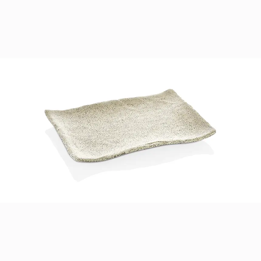 Kulsan 30034.WG Terra Beyaz Granit Melamin Dikdörtgen Tabak 34,1x23,6cm, Kırılmaz Otel Büyük Servis Tabağı, Gıda Uyumlu Restoran Büfe Tabağı"