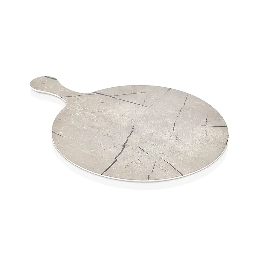 "Kulsan 35135.CAP Marble Effect Cappuccino Krem Beyaz Yuvarlak Melamin Tabak Ø35cm"