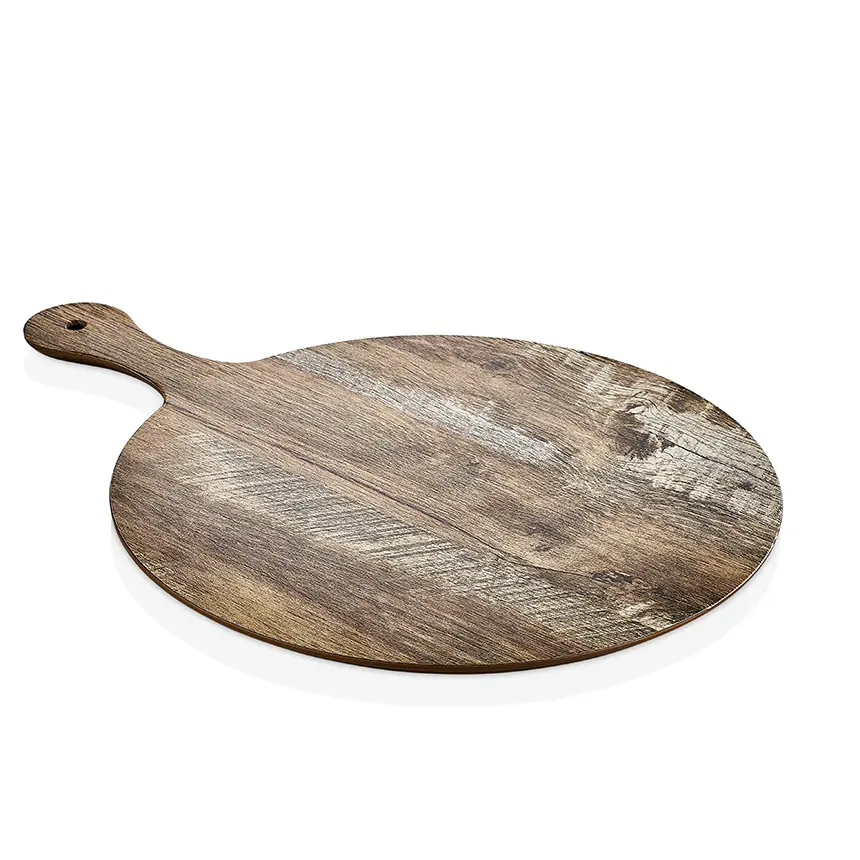 "Kulsan 35135.SI Wood Effect Sierra melamin büyük yuvarlak sunum panosu Ø 35 cm"