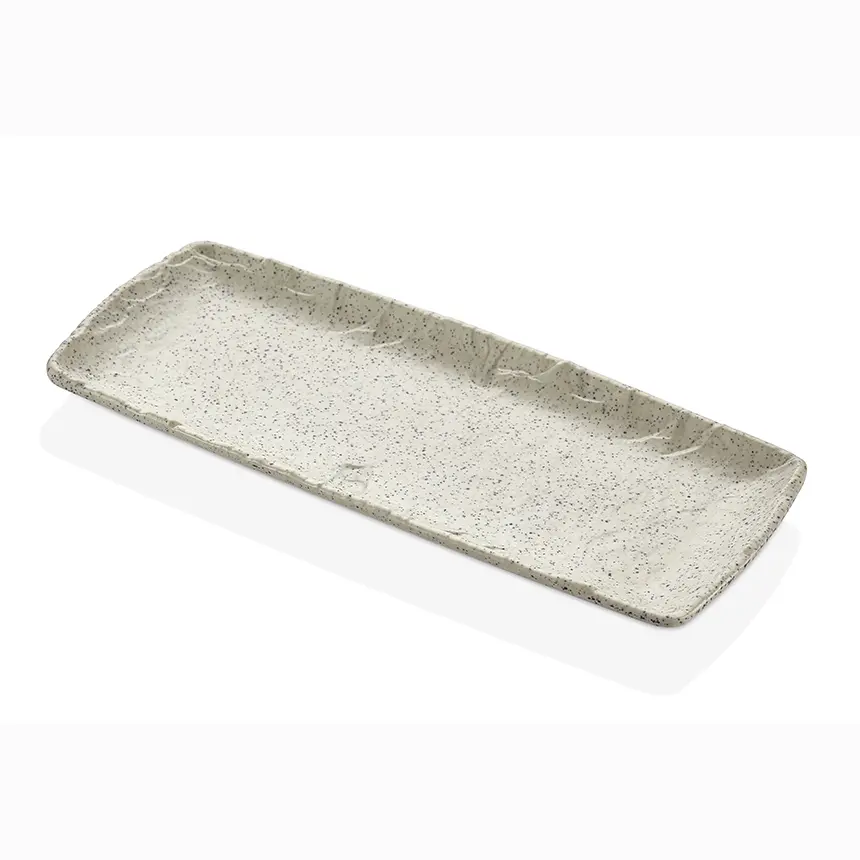 "Kulsan 41028.WG Polaris Beyaz Granit Melamin Platter 28,5x12cm, Kırılmaz Otel Meze Tabağı, Gıda Uyumlu Restoran Servis Tabağı"