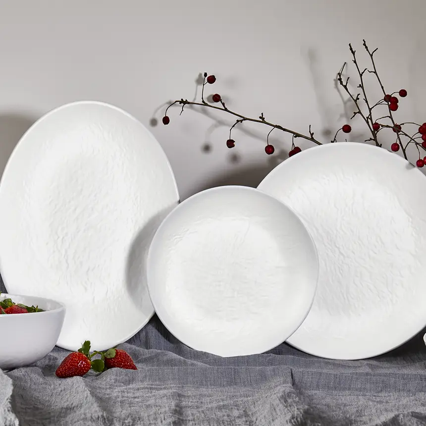 Krem beyaz mat melamin oval servis tabağı Külsan M11830.CW Tilda Matt serisi (30cm).