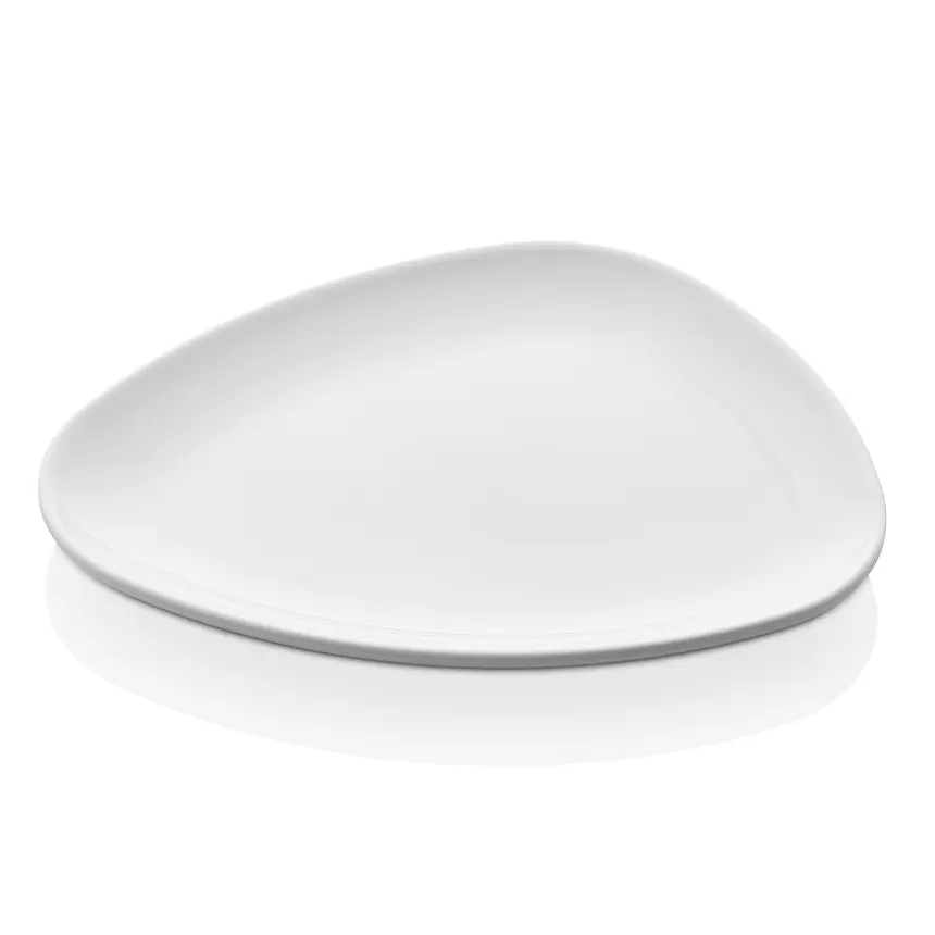 Külsan 6125.PW Bermuda porselen beyazı parlak kırılmaz melamin damla formlu ana yemek tabağı (25x20 cm).