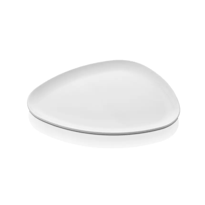 Külsan 6135.PW Bermuda porselen beyazı parlak kırılmaz melamin damla formlu XL servis tabağı (35x27.5 cm).