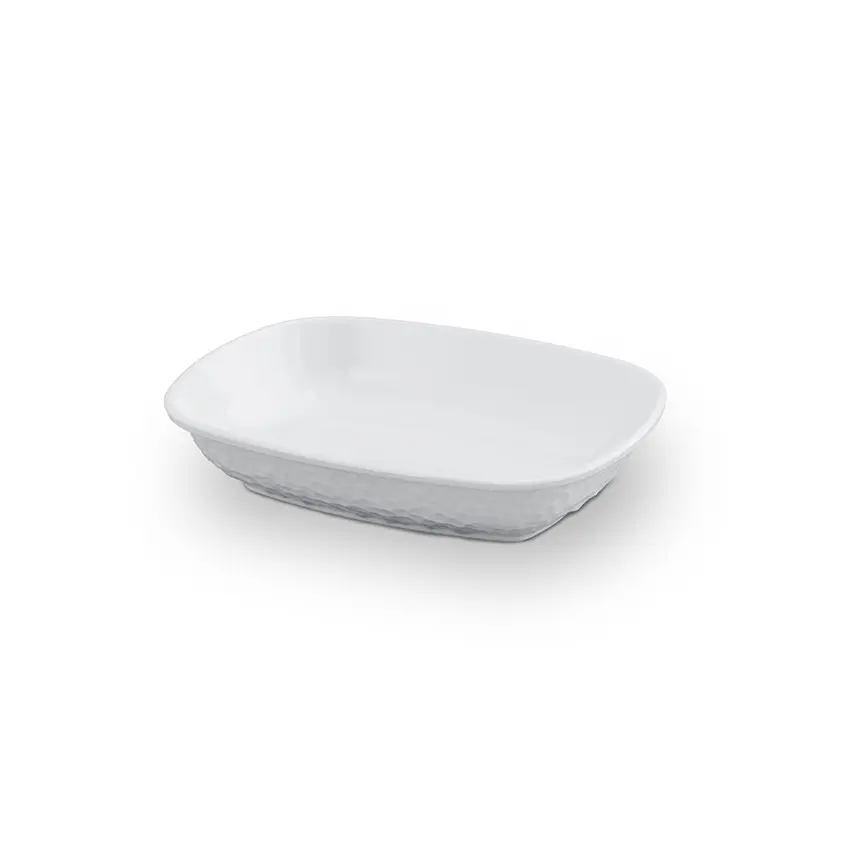 Kplus 8417.CW krem beyaz parlak kırılmaz melamin dikdörtgen tabak (17x12.5 cm).