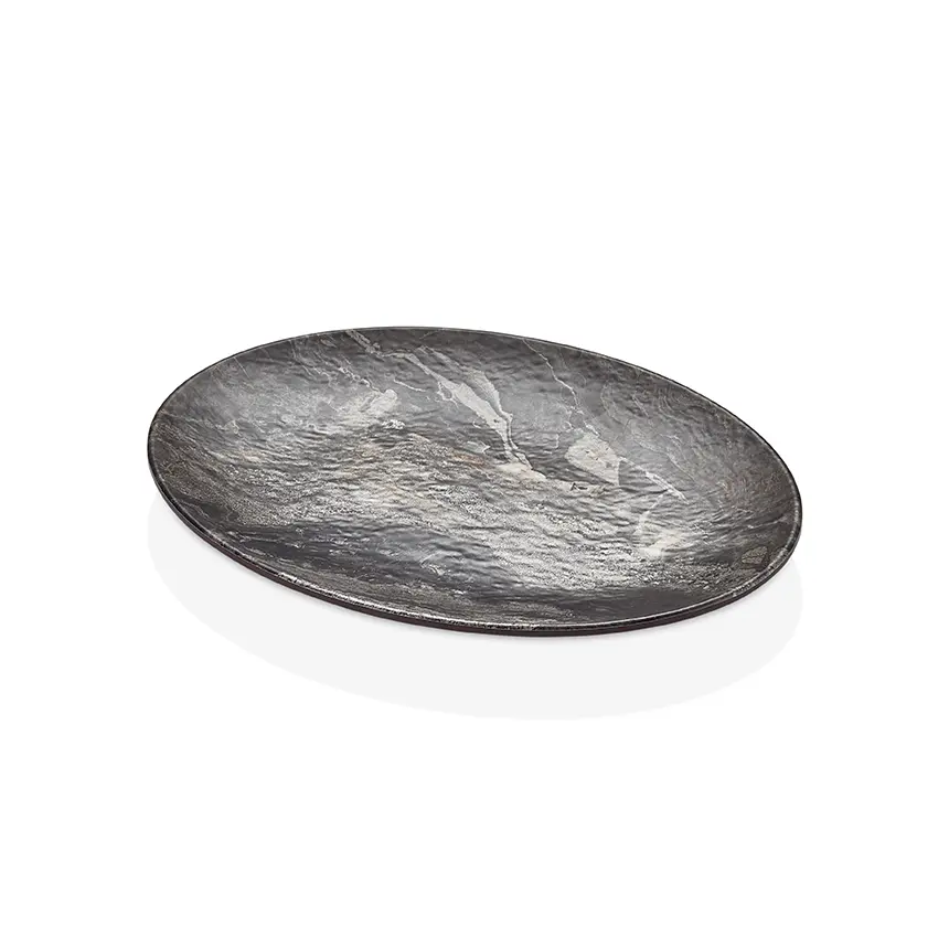 "Tilda Matt Jupiter Kahverengi Oval Melamin Tabak 30x22,3cm M11830.JUP - Kırılmaz Mat"