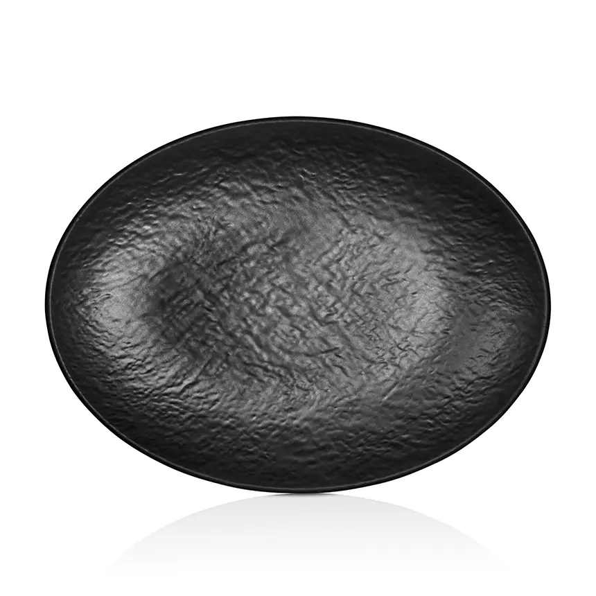 Külsan M11835.BL Tilda Matt siyah mat kırılmaz melamin büyük oval tabak (35x26 cm).
