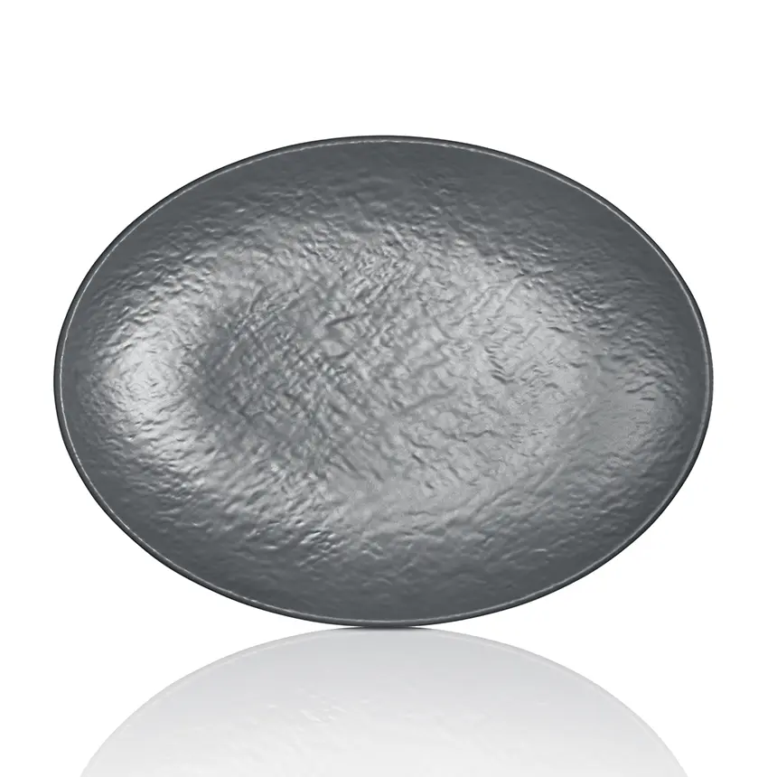 Külsan M11835.G Tilda Matt gri mat kırılmaz melamin büyük oval tabak (35x26 cm).