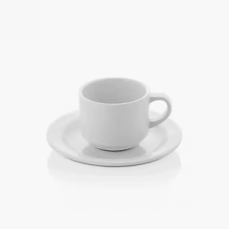 Külsan 9117SET.PW Drinkware porselen beyazı parlak kırılmaz melamin fincan ve altı seti.