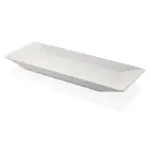 53x21 cm ölçülerinde, 4 cm yüksekliğe sahip krem beyaz renkli uzun ince dikdörtgen HappyChef açık büfe sunum tepsisi ve meze teşhir tabağı.
