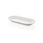 40x19 cm ölçülerinde, 4 cm yüksekliğe sahip krem beyaz renkli uzun oval HappyChef açık büfe sunum tepsisi ve meze teşhir tabağı.