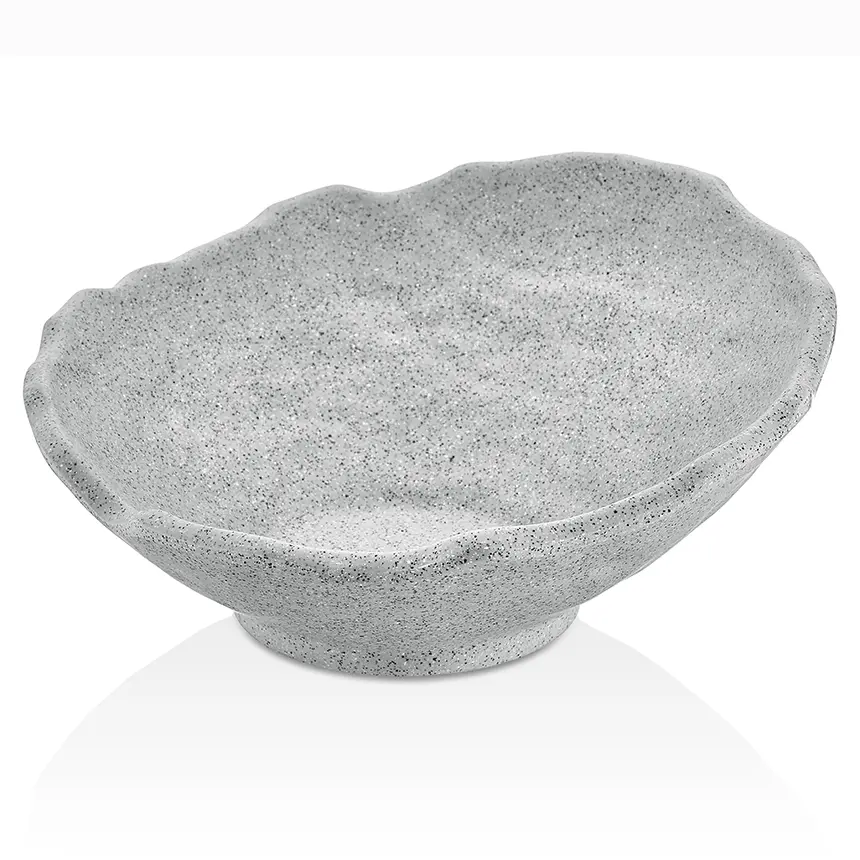 Kulsan 26028.GG Slanted Gri Granit büyük melamin kase, 1.1 Lt, büfe sunumu.