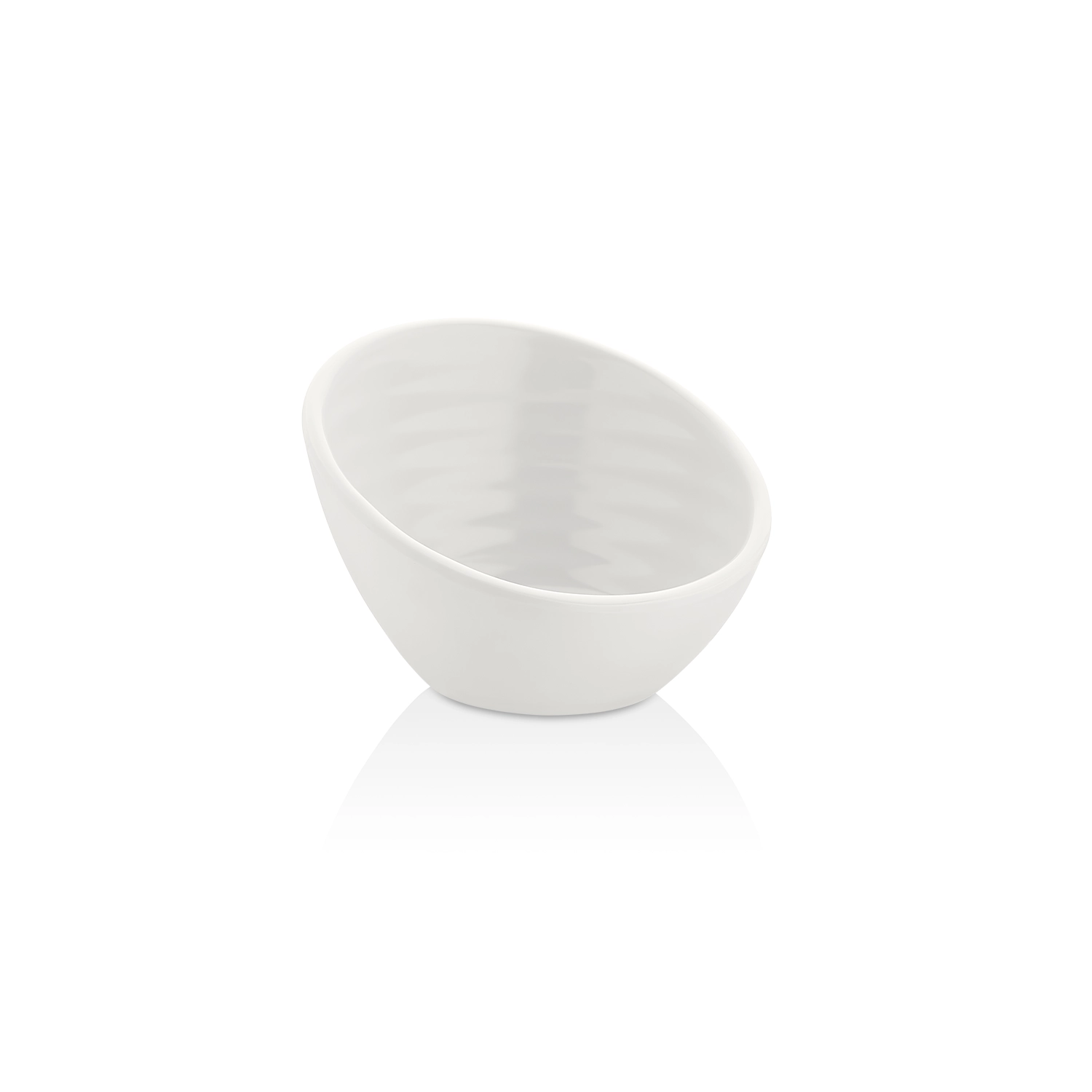 HappyChef Eğik Mini Sos ve Tadım Kasesi Beyaz – 10,5x10 cm / 107 ml 10,5x10 cm ölçülerinde, 6,6 cm yüksekliğe ve 107 ml hacme sahip parlak beyaz eğik ağızlı mini HappyChef melamin açık büfe sos, kahvaltı ve tadım kasesi.