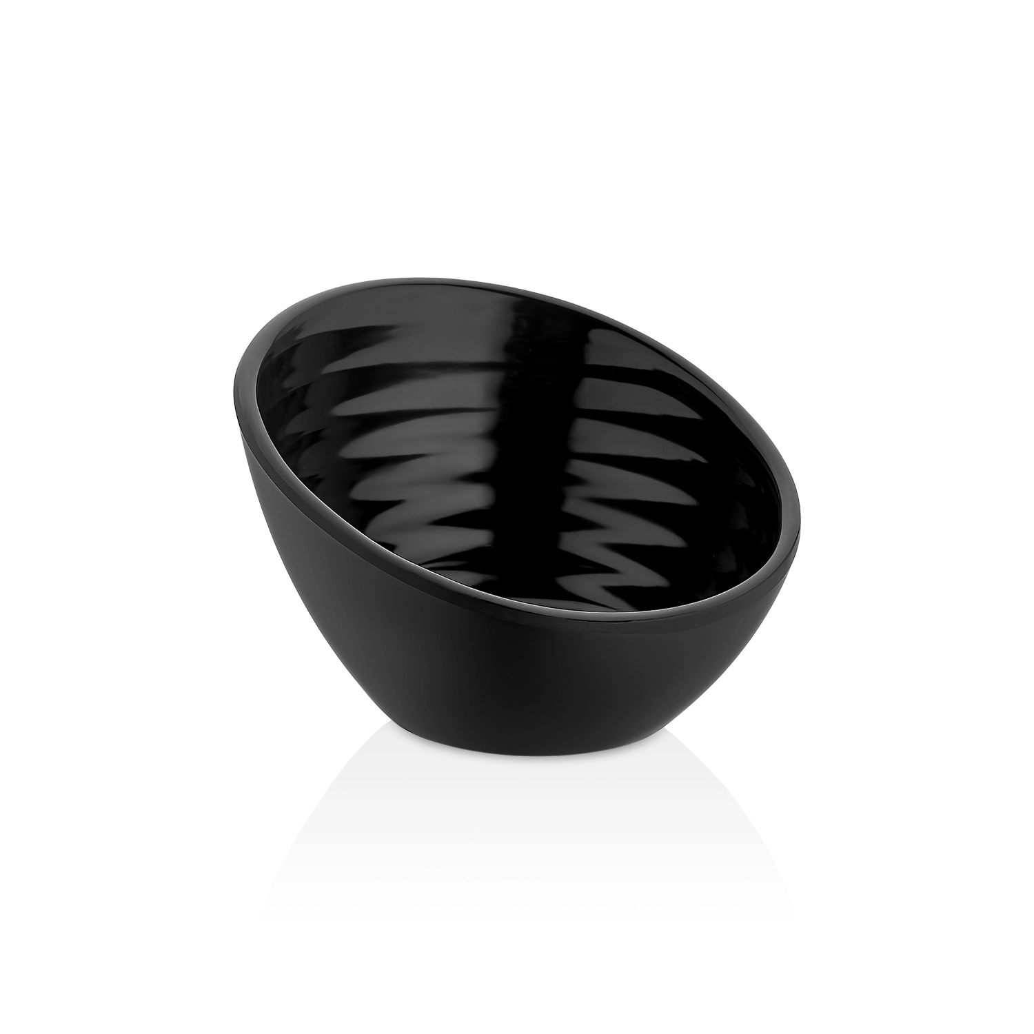 HappyChef Dövme Taş Dokulu Eğik Mini Sunum Kasesi Siyah – 13,5x12,5 cm / 210 ml 13,5x12,5 cm ölçülerinde, 8,5 cm yüksekliğe ve 210 ml hacme sahip dışı dövme taş dokulu parlak siyah eğik ağızlı mini HappyChef melamin açık büfe sos, çerez ve meze kasesi.