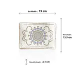 19x13,5 cm ölçülerinde, 2,1 cm yüksekliğe sahip krem terrazzo zeminli mavi ve kahverengi çini mandala desenli mini dikdörtgen HappyChef sunum tabağı ve porsiyonluk meze teşhir tepsisi.