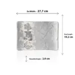 27,7x19,2 cm ölçülerinde, 2,8 cm yüksekliğe sahip gri beton efektli ve etnik mandala desenli dikdörtgen HappyChef açık büfe sunum ve meze teşhir tabağı.