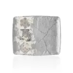 32,5x26,5 cm ölçülerinde, 2,2 cm yüksekliğe sahip gri beton efektli ve etnik mandala desenli geniş dikdörtgen HappyChef açık büfe sunum ve meze teşhir tabağı.
