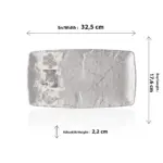 32,5x17,6 cm ölçülerinde, 2,2 cm yüksekliğe sahip gri beton efektli ve etnik mandala desenli uzun ince dikdörtgen HappyChef açık büfe sunum ve meze teşhir tabağı.