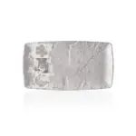 32,5x17,6 cm ölçülerinde, 2,2 cm yüksekliğe sahip gri beton efektli ve etnik mandala desenli uzun ince dikdörtgen HappyChef açık büfe sunum ve meze teşhir tabağı.