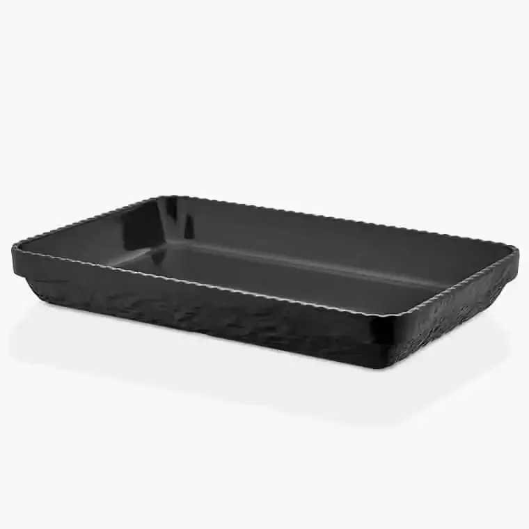 Kulsan 21140.BL Olie Melamin Siyah Büyük Dikdörtgen Servis Tabağı 40cm."
