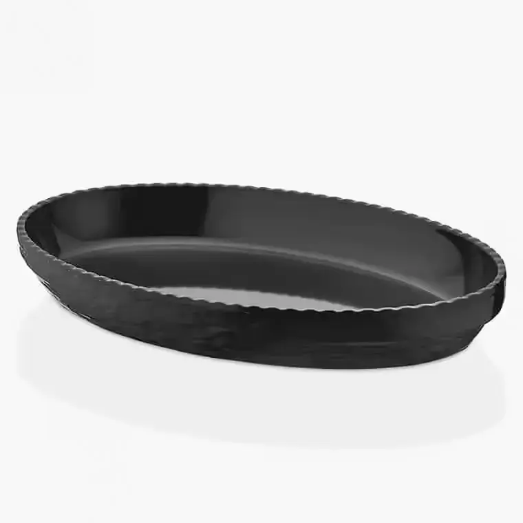 Kulsan 21040.BL Olie Melamin Siyah Oval Olie Siyah Oval Tabak Servis Tabağı 40cm."