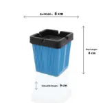 8x8 cm ölçülerinde ve 9 cm yüksekliğinde, mavi gövdeli ve siyah kapaklı, dumanı hapseden kare ve yuvarlak kokusuz küllük (küllük modelleri).