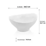 28,5x26,7 cm ölçülerinde ve 14,4 cm derinliğe sahip, asimetrik kavisli tasarımıyla öne çıkan büyük boy beyaz Diana salata ve sunum kasesi.
