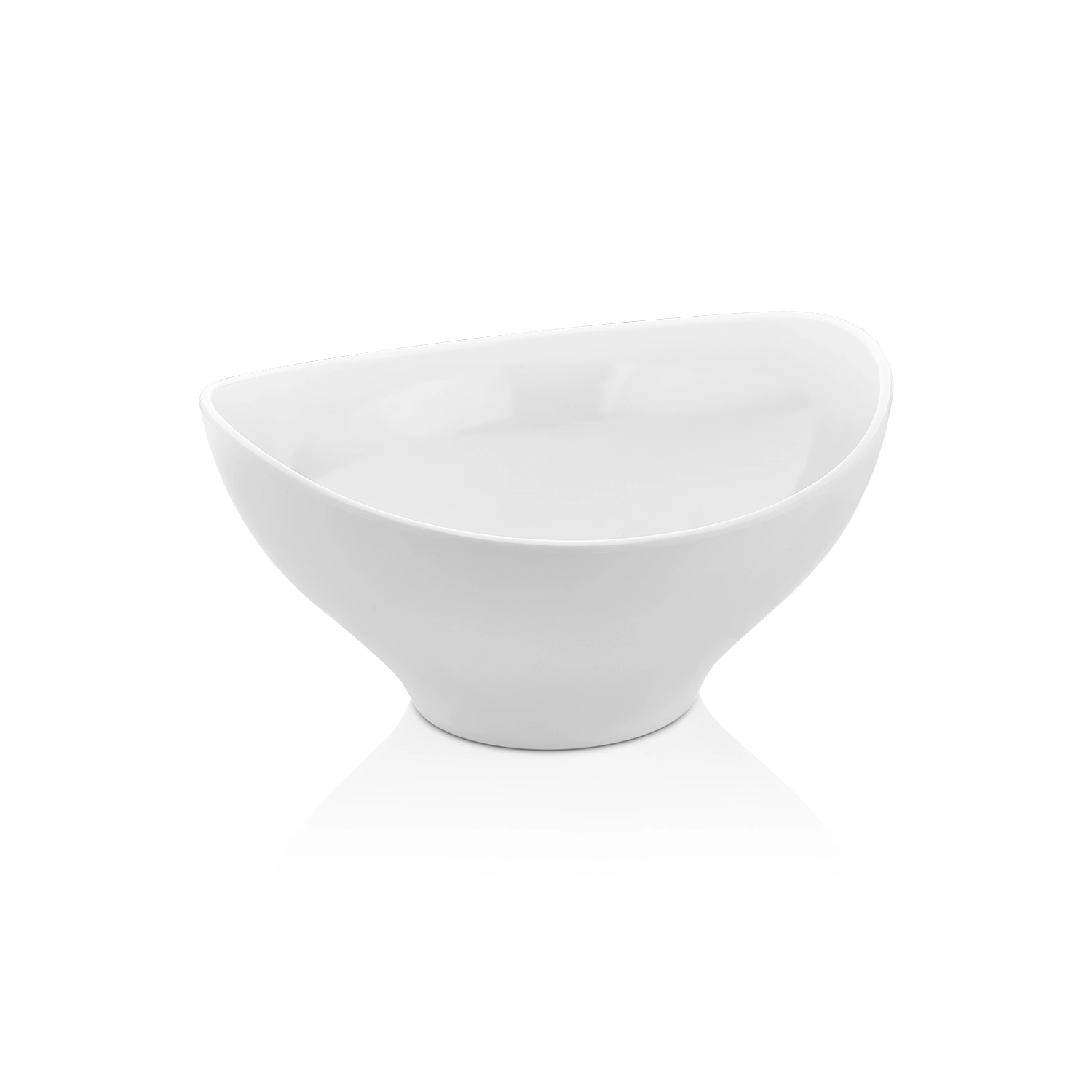 Asimetrik Tasarım Beyaz Diana Salata ve Sunum Kasesi - 28,5x26,7 cm 28,5x26,7 cm ölçülerinde ve 14,4 cm derinliğe sahip, asimetrik kavisli tasarımıyla öne çıkan büyük boy beyaz Diana salata ve sunum kasesi.