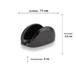 11x5,5 cm ölçülerinde ve 6 cm yüksekliğinde, parlak siyah renkli modern peçetelik ve çok amaçlı masa üstü sunum standı.