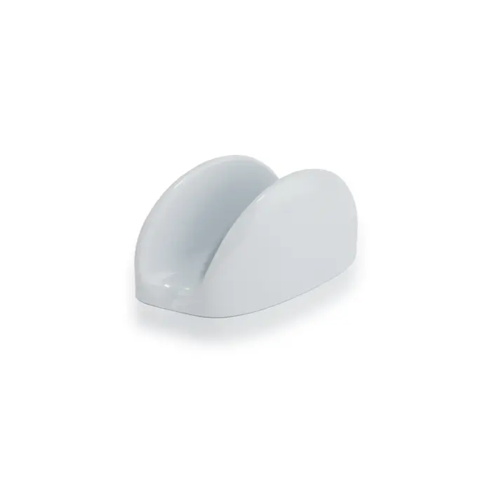11x5,5 cm ölçülerinde ve 6 cm yüksekliğinde, parlak beyaz renkli modern peçetelik ve çok amaçlı masa üstü sunum standı.