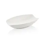 40x27 cm ölçülerinde ve 3.1 litre hacimli, uçlara doğru yükselen kıvrımlı tasarıma sahip büyük boy beyaz gondol salata ve sunum kasesi.
